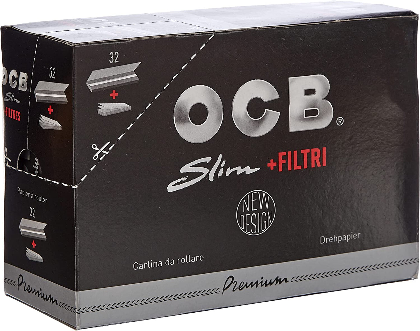 OCB schwarz premium slim long Papers mit Filter